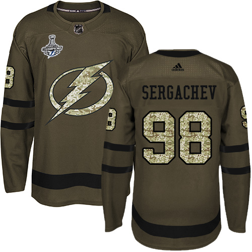 Charming Adidas Lightning #98 Mikhail Sergachev Green Salute to Service 2020 Stanley Cup Champions Stitched NHL Jersey to shine at the arena