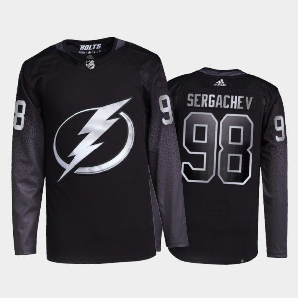Glamorous Adidas Lightning #98 Mikhail Sergachev Men's 2021 22 Alternate Authentic NHL Jersey Black for a thrilling hockey event
