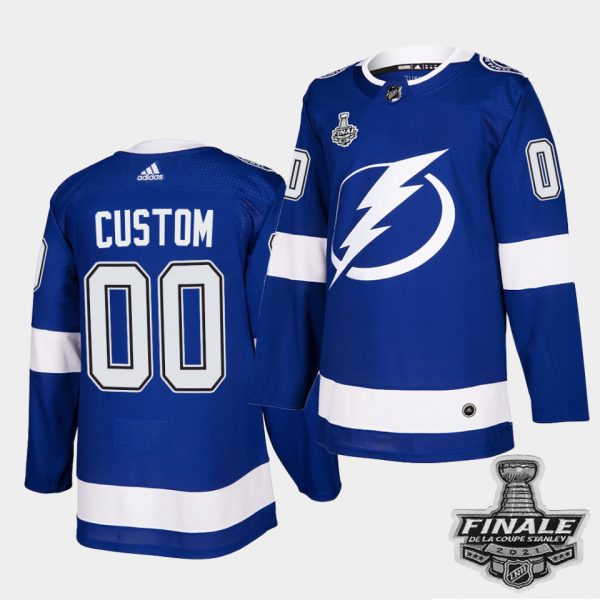 Alluring Adidas Lightning Custom Blue Home Authentic 2021 NHL Stanley Cup Final Patch Jersey for dedicated Sabres supporters