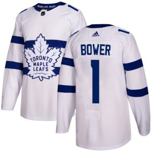Stunning Adidas Maple Leafs #1 Johnny Bower White Authentic 2018 Stadium Series Stitched NHL Jersey for dedicated Sabres supporters