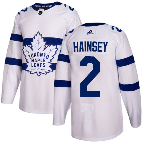 Stunning Adidas Maple Leafs #2 Ron Hainsey White Authentic 2018 Stadium Series Stitched NHL Jersey for genuine hockey aficionados