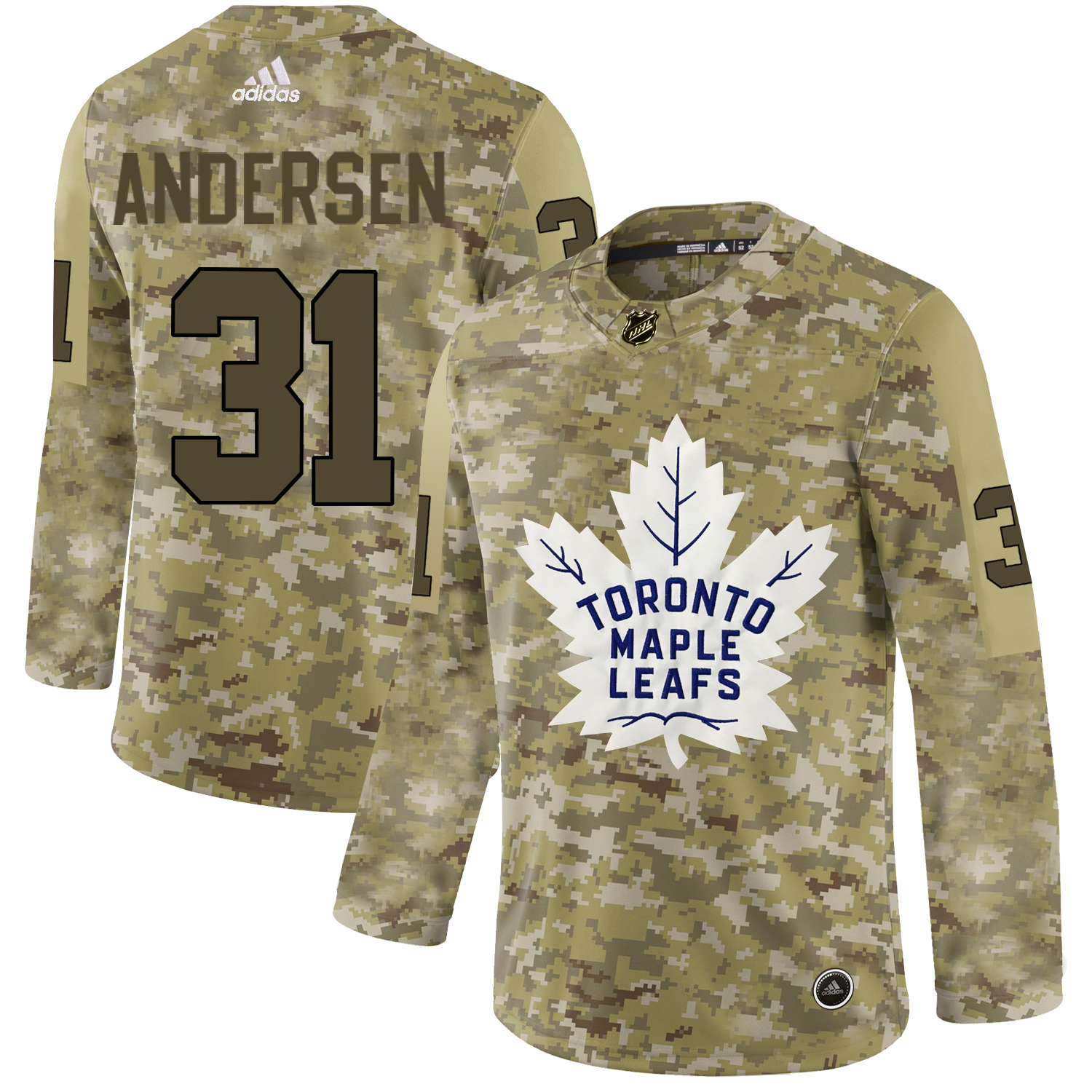 Elegant Adidas Maple Leafs #31 Frederik Andersen Camo Authentic Stitched NHL Jersey to back your beloved Sabres athletes