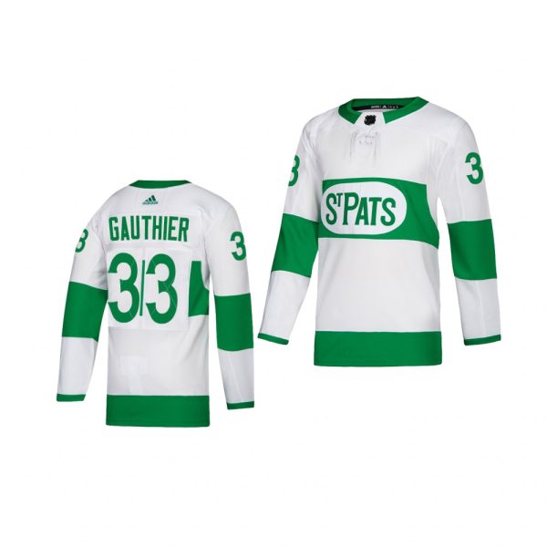 Elegant Adidas Maple Leafs #33 Frederik Gauthier White 2019 St. Patrick's Day Authentic Player Stitched Youth NHL Jersey for a memorable match day