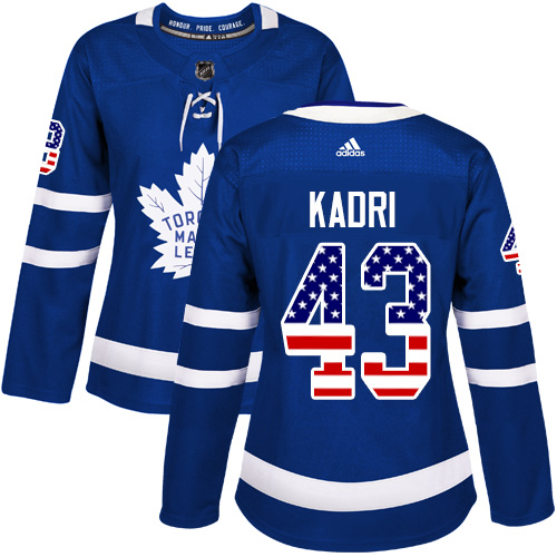 Stunning Adidas Maple Leafs #43 Nazem Kadri Blue Home Authentic USA Flag Women's Stitched NHL Jersey as a prized hockey collectible