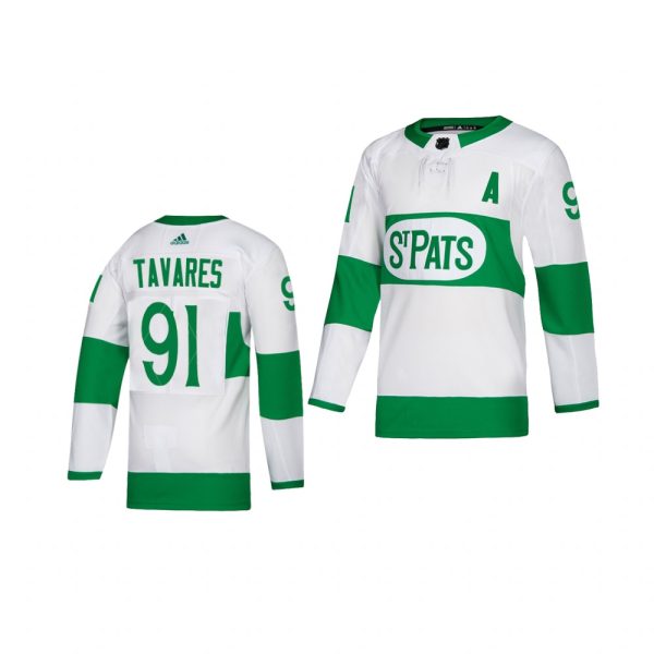 Exquisite Adidas Maple Leafs #91 John Tavares White 2019 St. Patrick's Day Authentic Player Stitched Youth NHL Jersey to augment your hockey keepsake collection