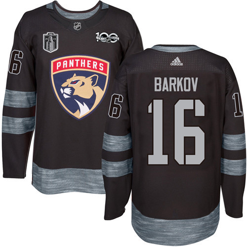 Elegant Adidas Panthers #16 Aleksander Barkov Black 2023 Stanley Cup Final Patch 100th Anniversary Stitched Youth NHL Jersey for a memorable match day