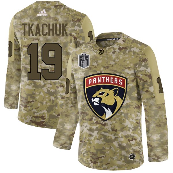 Elegant Adidas Panthers #19 Matthew Tkachuk Camo 2023 Stanley Cup Final Patch Authentic Veterans Day Stitched NHL Jersey for genuine hockey aficionados