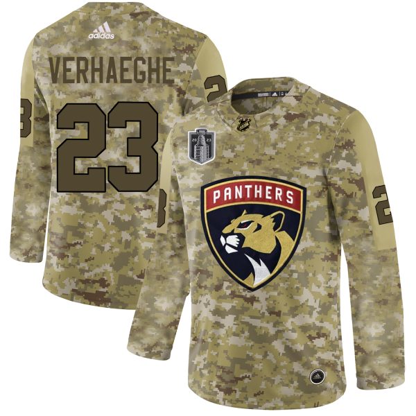 Exquisite Adidas Panthers #23 Carter Verhaeghe Camo 2023 Stanley Cup Final Patch Authentic Veterans Day Stitched NHL Jersey for a thrilling hockey event