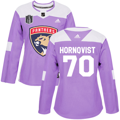 Elegant Adidas Panthers #70 Patric Hornqvist Purple 2023 Stanley Cup Final Patch Authentic Fights Cancer Women's Stitched NHL Jersey for a memorable match day