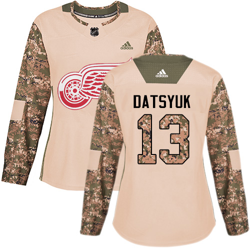 Exquisite Adidas Red Wings #13 Pavel Datsyuk Camo Authentic 2017 Veterans Day Women's Stitched NHL Jersey to augment your hockey keepsake collection