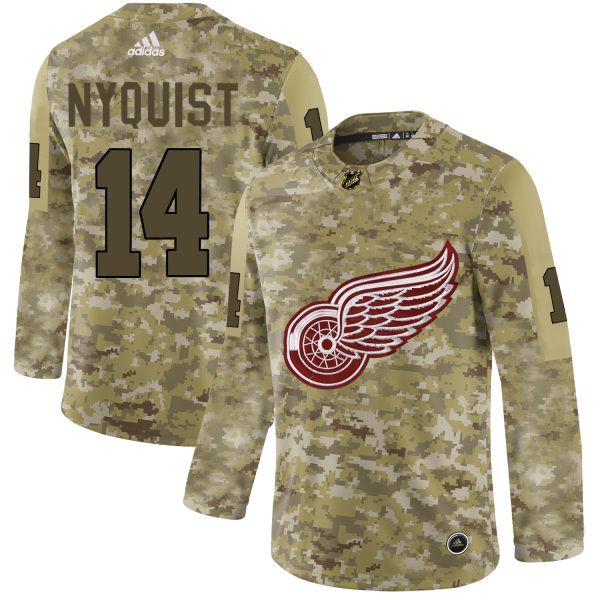 Captivating Adidas Red Wings #14 Gustav Nyquist Camo Authentic Stitched NHL Jersey for genuine hockey aficionados