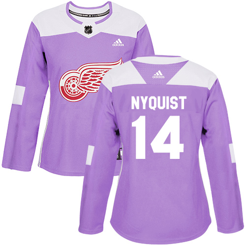 Stunning Adidas Red Wings #14 Gustav Nyquist Purple Authentic Fights Cancer Women's Stitched NHL Jersey for premium game day attire