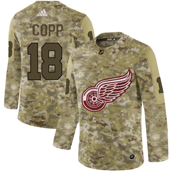 Elegant Adidas Red Wings #18 Andrew Copp Camo Authentic Stitched NHL Jersey for dedicated Sabres supporters
