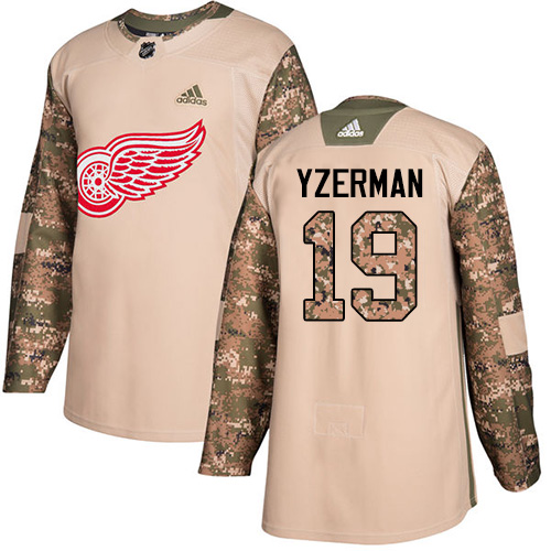 Glamorous Adidas Red Wings #19 Steve Yzerman Camo Authentic 2017 Veterans Day Stitched Youth NHL Jersey for genuine hockey aficionados