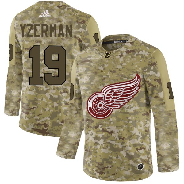 Superb Adidas Red Wings #19 Steve Yzerman Camo Authentic Stitched NHL Jersey for a memorable match day
