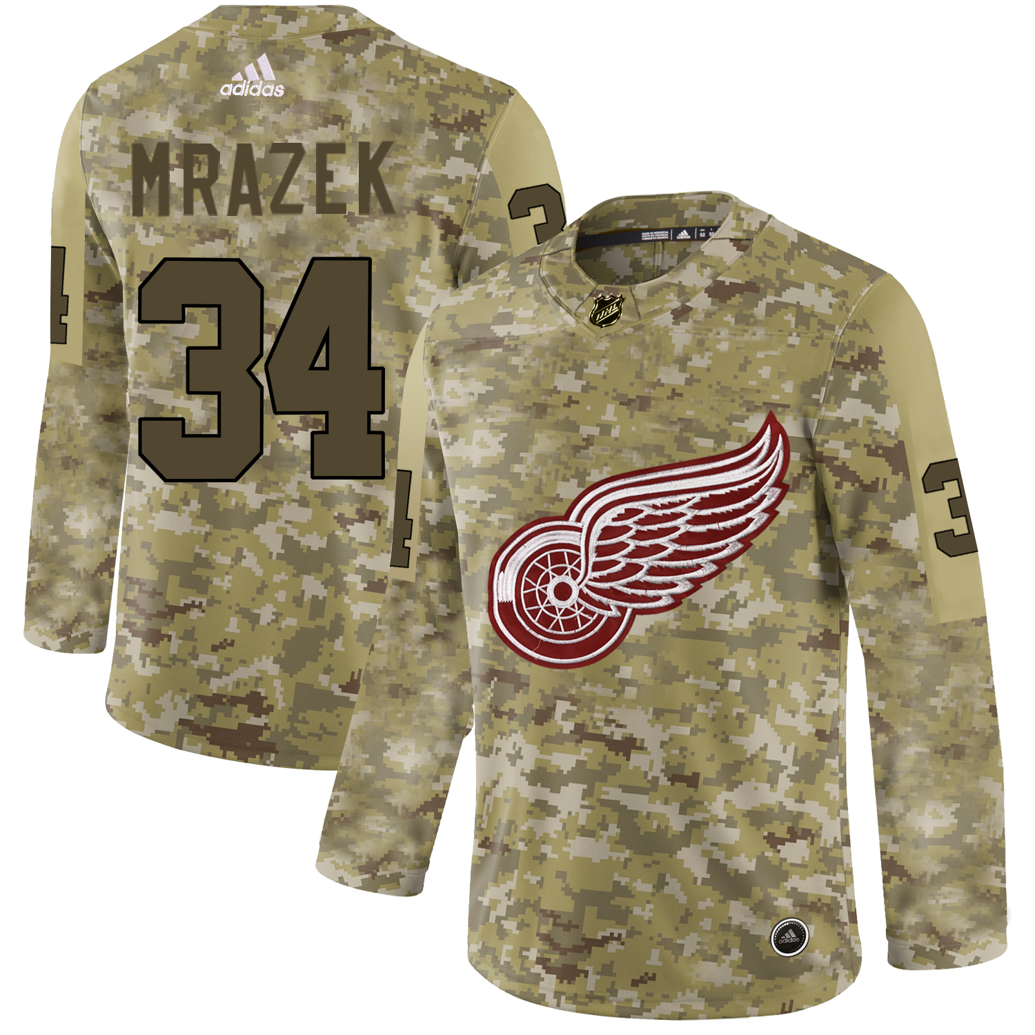 Glamorous Adidas Red Wings #34 Petr Mrazek Camo Authentic Stitched NHL Jersey for genuine hockey aficionados