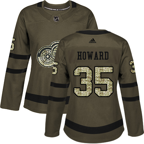 Charming Adidas Red Wings #35 Jimmy Howard Green Salute to Service Women's Stitched NHL Jersey for premium game day attire