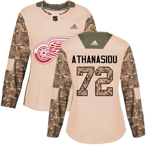 Elegant Adidas Red Wings #72 Andreas Athanasiou Camo Authentic 2017 Veterans Day Women's Stitched NHL Jersey as a prized hockey collectible