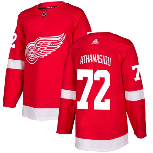 Stunning Adidas Red Wings #72 Andreas Athanasiou Red Home Authentic Stitched NHL Jersey as a prized hockey collectible