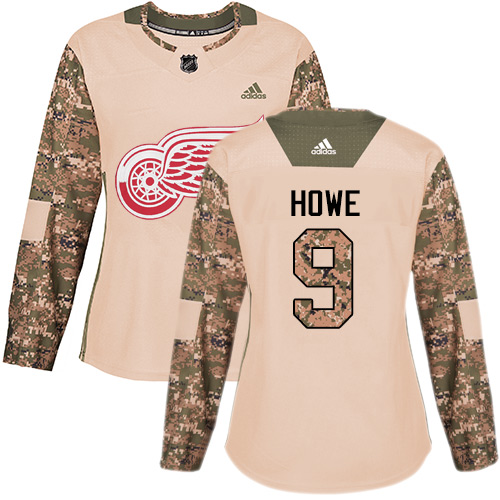 Deluxe Adidas Red Wings #9 Gordie Howe Camo Authentic 2017 Veterans Day Women's Stitched NHL Jersey to shine at the arena