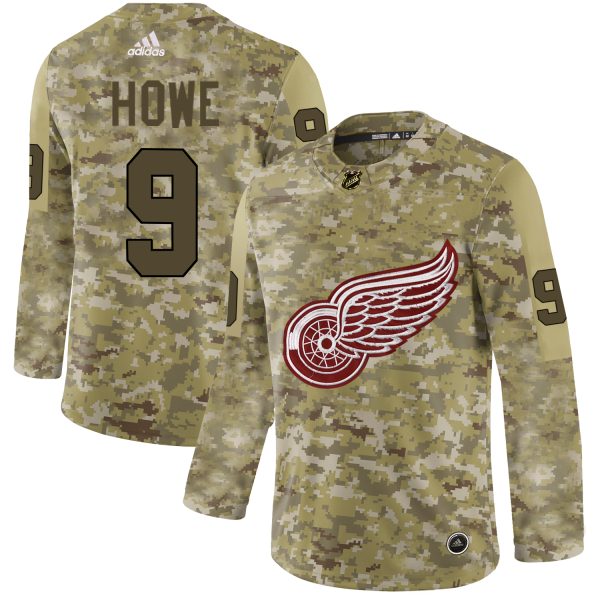 Exquisite Adidas Red Wings #9 Gordie Howe Camo Authentic Stitched NHL Jersey as a prized hockey collectible