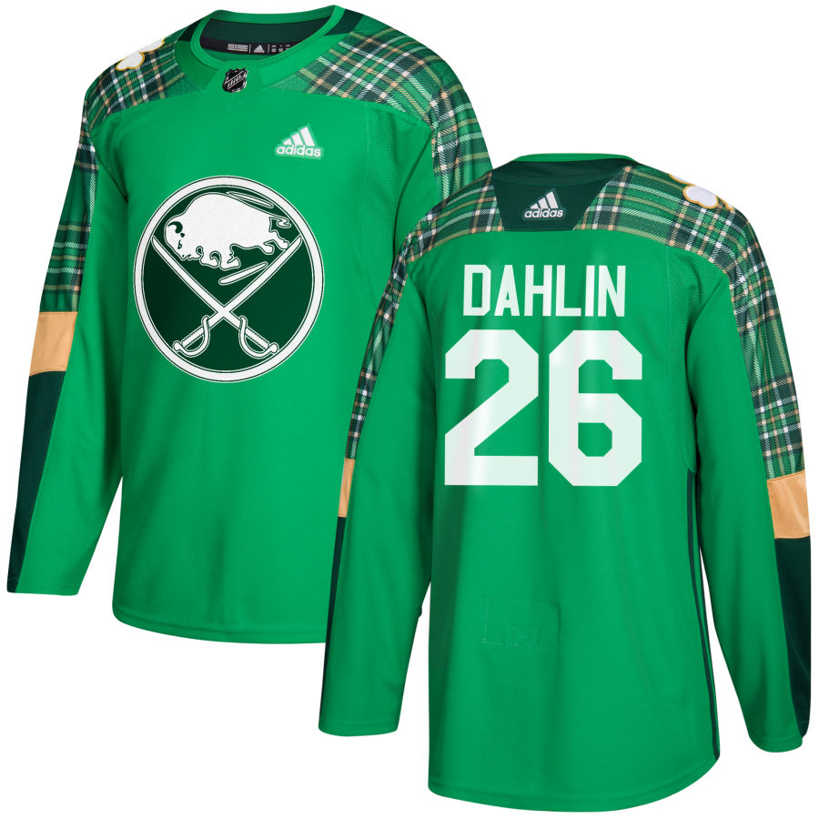 Stunning Adidas Sabres #26 Rasmus Dahlin adidas Green St. Patrick's Day Authentic Practice Stitched NHL Jersey for premium game day attire