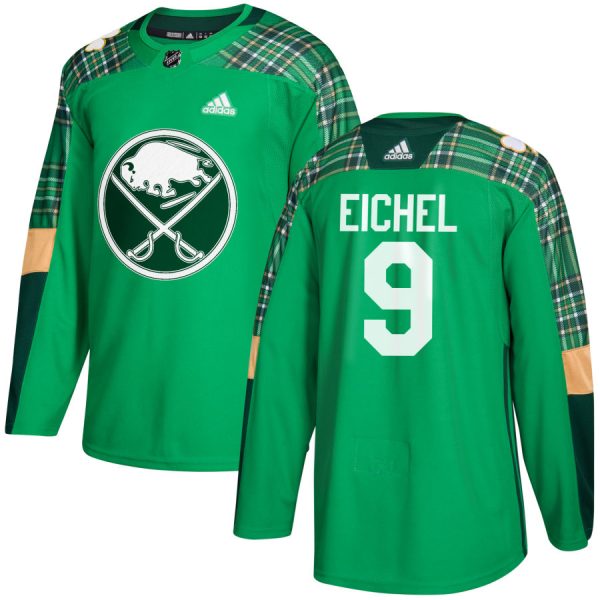 Stunning Adidas Sabres #9 Jack Eichel adidas Green St. Patrick's Day Authentic Practice Stitched NHL Jersey for a thrilling hockey event