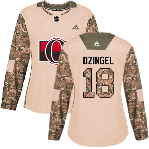Superb Adidas Senators #18 Ryan Dzingel Camo Authentic 2017 Veterans Day Women's Stitched NHL Jersey for a thrilling hockey event