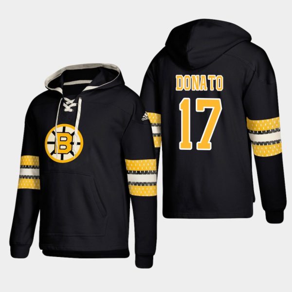 Magnificent Boston Bruins #17 Ryan Donato Black adidas Lace Up Pullover Hoodie for genuine hockey aficionados