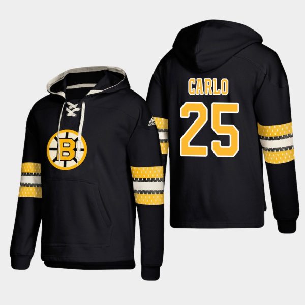 Alluring Boston Bruins #25 Brandon Carlo Black adidas Lace Up Pullover Hoodie for genuine hockey aficionados