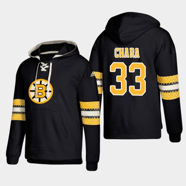 Deluxe Boston Bruins #33 Zdeno Chara Black adidas Lace Up Pullover Hoodie for dedicated Sabres supporters