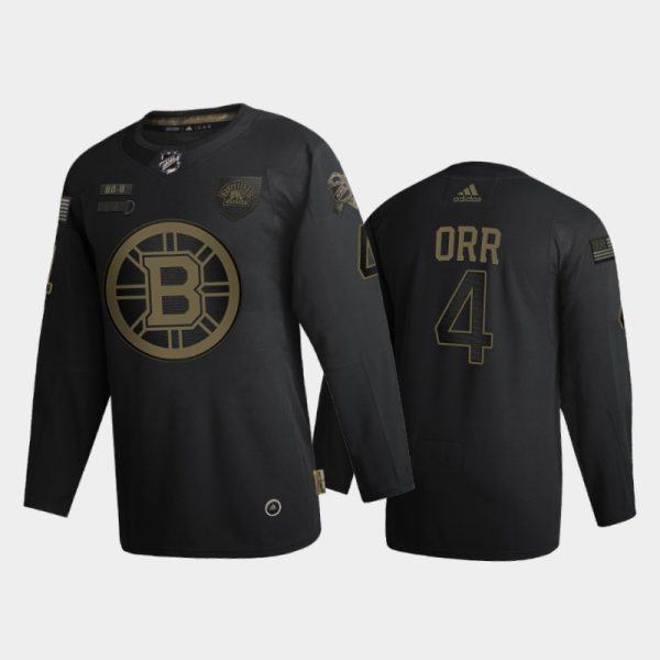 Charming Boston Bruins #4 Bobby Orr Men's Adidas 2020 Veterans Day Authentic NHL Jersey Black for dedicated Sabres supporters