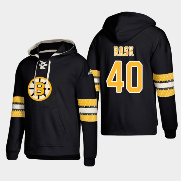 Glamorous Boston Bruins #40 Tuukka Rask Black adidas Lace Up Pullover Hoodie for a memorable match day