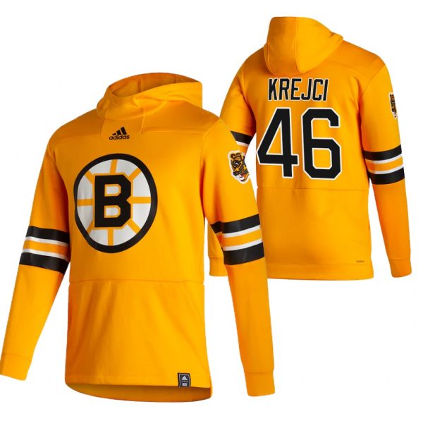 Elegant Boston Bruins #46 David Krejci Adidas Reverse Retro Pullover Hoodie Gold for a memorable match day