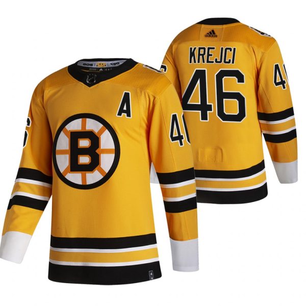 Alluring Boston Bruins #46 David Krejci Yellow Men's Adidas 2020 21 Reverse Retro Alternate NHL Jersey to exhibit your team allegiance