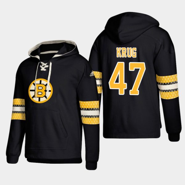 Deluxe Boston Bruins #47 Torey Krug Black adidas Lace Up Pullover Hoodie for a memorable match day