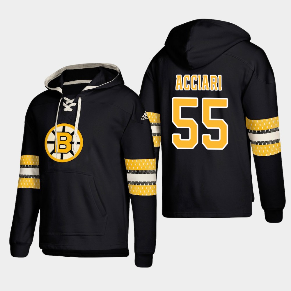 Deluxe Boston Bruins #55 Noel Acciari Black adidas Lace Up Pullover Hoodie to augment your hockey keepsake collection