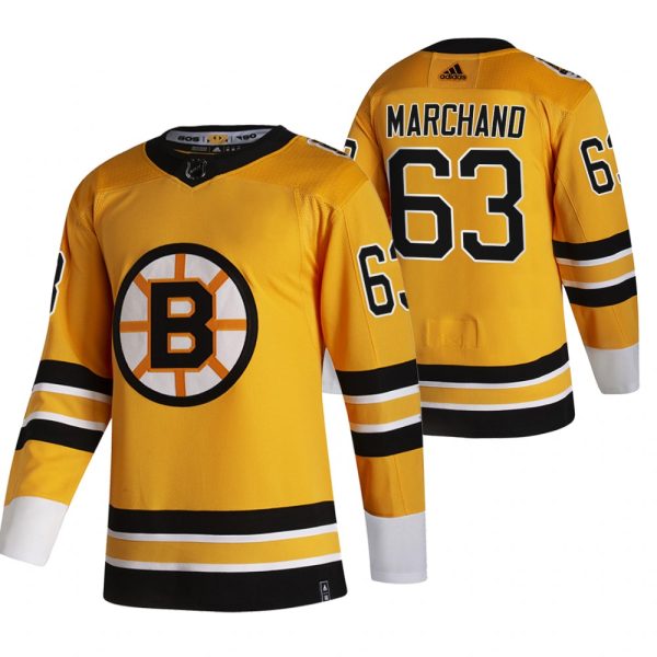 Magnificent Boston Bruins #63 Brad Marchand Yellow Men's Adidas 2020 21 Reverse Retro Alternate NHL Jersey for dedicated Sabres supporters