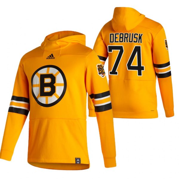 Alluring Boston Bruins #74 Jake Debrusk Adidas Reverse Retro Pullover Hoodie Gold to augment your hockey keepsake collection
