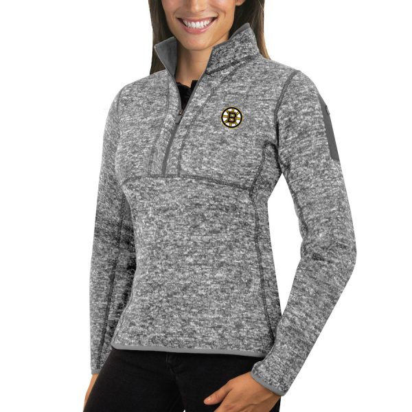 Superb Boston Bruins Antigua Women's Fortune 1/2 Zip Pullover Sweater Black for a memorable match day