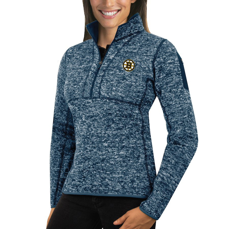 Elegant Boston Bruins Antigua Women's Fortune 1/2 Zip Pullover Sweater Royal for genuine hockey aficionados