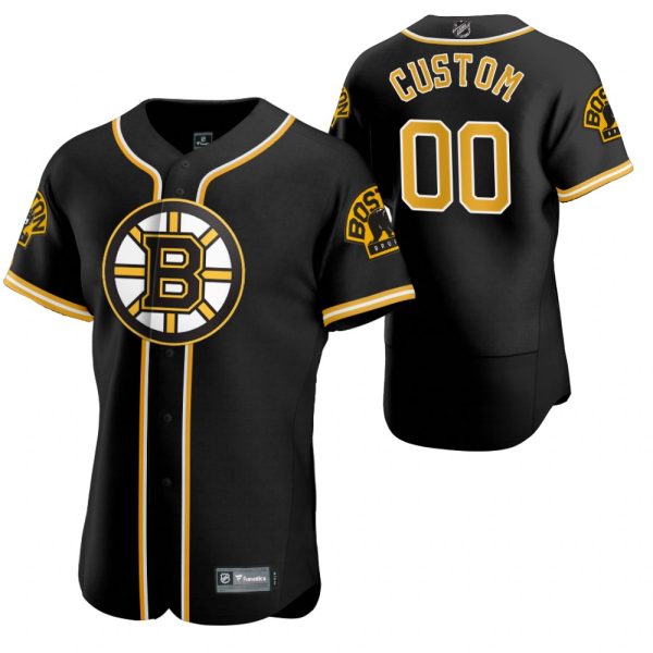 Superb Boston Bruins Custom Men's 2020 NHL x MLB Crossover Edition Baseball Jersey Black to back your beloved Sabres athletes