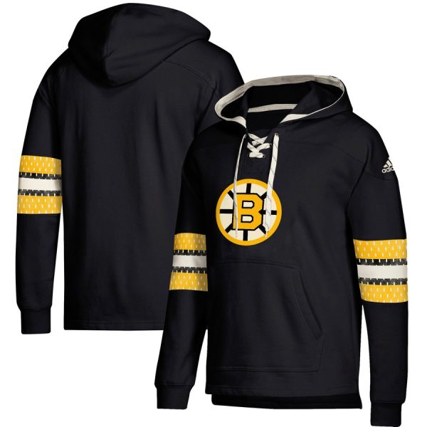 Captivating Boston Bruins adidas Jersey Lace Up Pullover Hoodie Black to augment your hockey keepsake collection