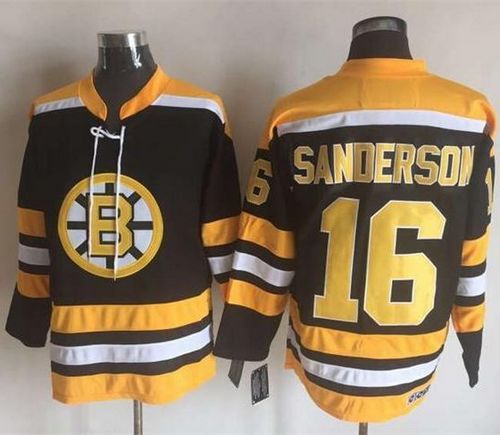Captivating Bruins #16 Derek Sanderson Black/Yellow CCM Throwback New Stitched NHL Jersey as a prized hockey collectible
