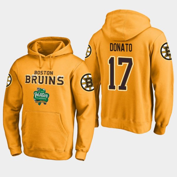 Exquisite Bruins #17 Ryan Donato Gold 2018 Winter Classic Fanatics Alternate Logo Hoodie to back your beloved Sabres athletes