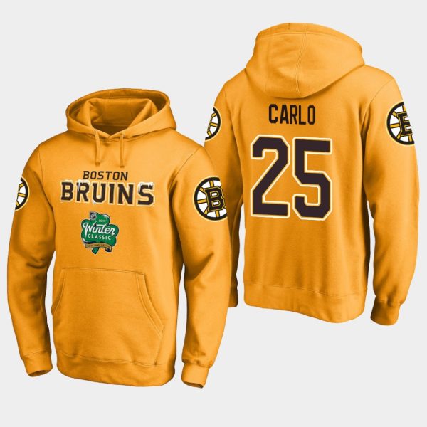 Magnificent Bruins #25 Brandon Carlo Gold 2018 Winter Classic Fanatics Alternate Logo Hoodie as a prized hockey collectible
