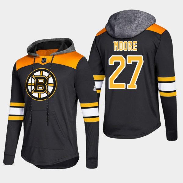 Stunning Bruins #27 John Moore Black 2018 Pullover Platinum Hoodie for premium game day attire