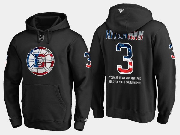 Elegant Bruins #3 Lionel Hitchman NHL Banner Wave Usa Flag Black Hoodie as a prized hockey collectible
