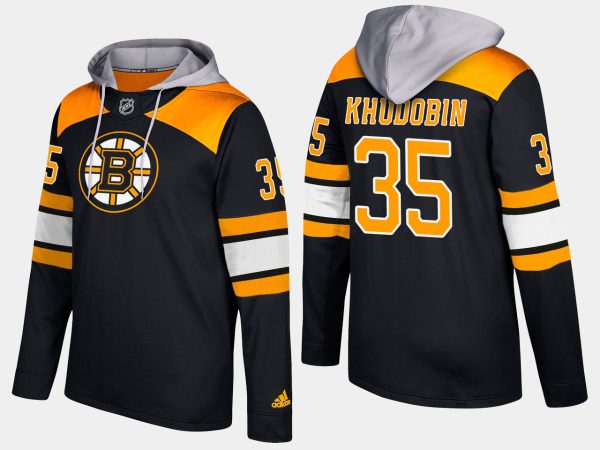 Deluxe Bruins #35 Anton Khudobin Black Name And Number Hoodie for a thrilling hockey event