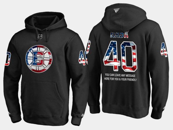 Alluring Bruins #40 Tuukka Rask NHL Banner Wave Usa Flag Black Hoodie for genuine hockey aficionados